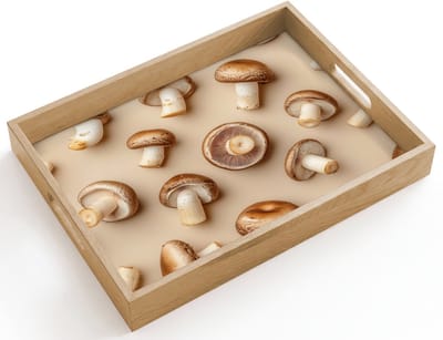 Dienblad hout 40x30 cm - Schootdienblad - Kastanje Champignons - Beige - Borrelplank rechthoek - Plateau dienbladen