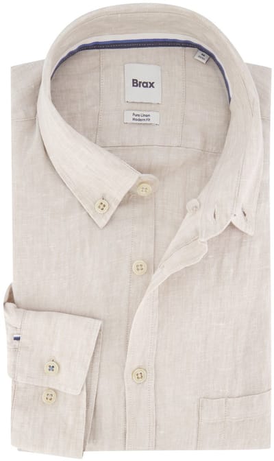 Brax Pure Linen Modern Fit overhemd beige