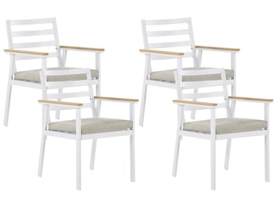 CAVOLI - Tuinstoel set van 4 - Wit/Beige - Aluminium
