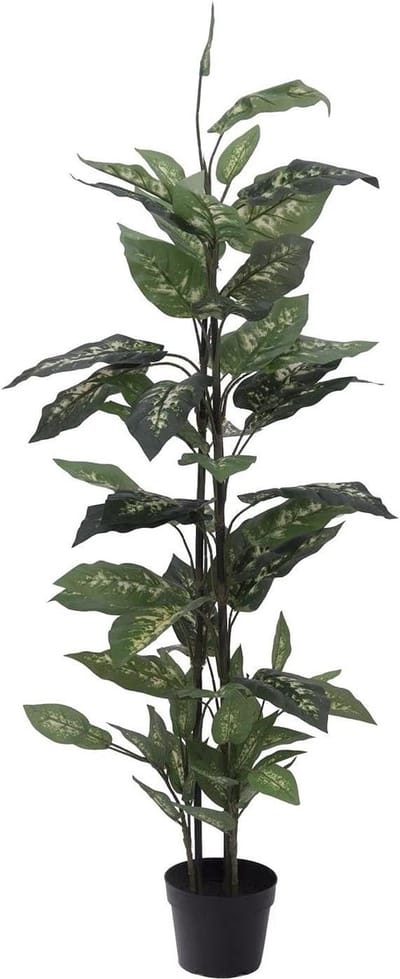 Kunstplant Dieffenbachia - Nepplant Kamerplant - Kantoor Decoratie - Tropische Huisplant Stijl - 120 cm Hoog - Groen Wit