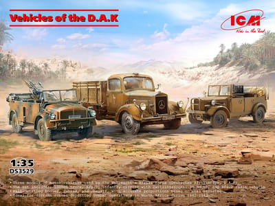 ICM Modelbouwpakket Militaire voertuigen - DS3529 3 D.A.K. Voertuigen Set - L3000s Truck - Kfz.70 Infanterievoertuig - Kfz. 2 Radiovoertuig Plastic - 1:35 - Modelbouw