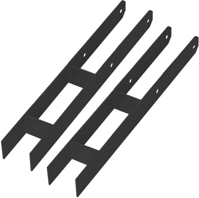 Kotarbau Serie - Stalen Basisplaat H om in te Metseren - Verzinkt - Zwart - 70x600mm - Set van 2