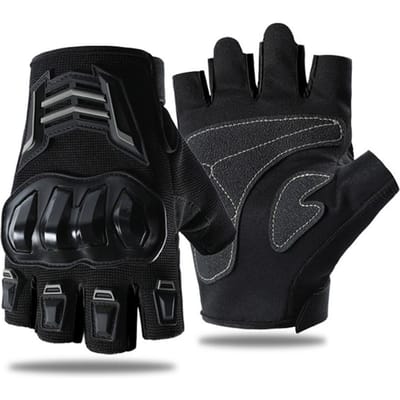 Motor Halfvinger Handschoenen Ademend Antislip Slijtvast Fiets Handschoenen Unisex Duurzaam Handbescherming Vingerloze Handschoenen M zwart