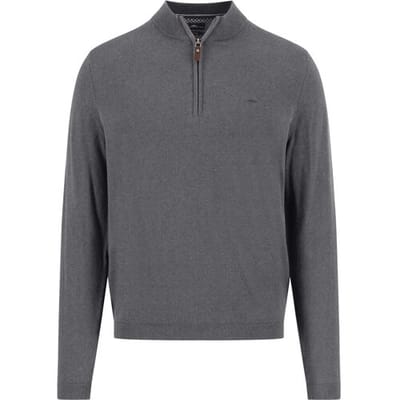 Fynch-Hatton Trui Troyer Zip Winter Air Cotton Cashmere Steel / male