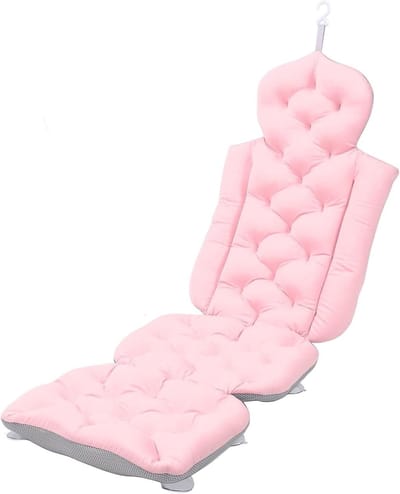 Comfortabel Badkussen voor Volledig Lichaam met Antislip Zuignappen - Vouwbaar Badaccessoire voor Nek en Rug, Perfect voor Volwassenen en Spa Gebruik (Roze)