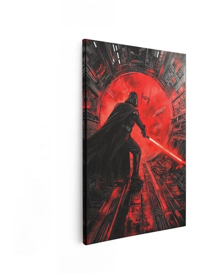 Artaza Canvas Schilderij Star Wars - 20x30 cm - Wanddecoratie Darth Vader - Muurdecoratie Death Star - Decoratie Sith - Kamer Accessoires Rood