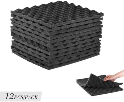 Amolass - Geluidsisolatie Platen - Geluiddemper - Noppenschuim - Geluidspanelen - Thuisstudio - 12 Stuks - Zwart - 30x30cm