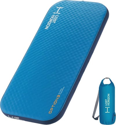 LOSTHORIZON Air & Foam Campingmatras, zelfopblazend slaapkussen, 11,4 cm dik, met pompzak, slank eenpersoons