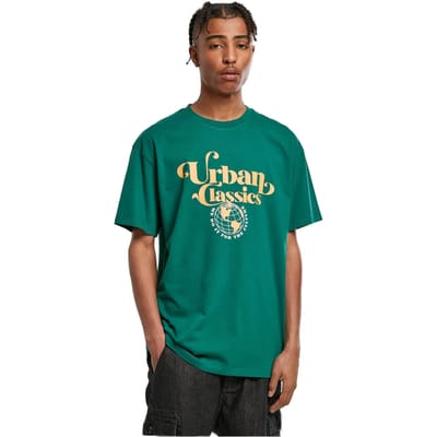 Urban Classics - Organic Globe Logo Heren T-shirt - XS - Groen