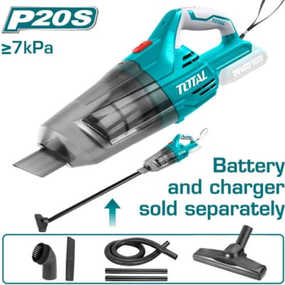 Total Tools Handstofzuiger/Kruimeldief 20V - Losse body incl. 4x opzetstuk & 2x verlengstuk