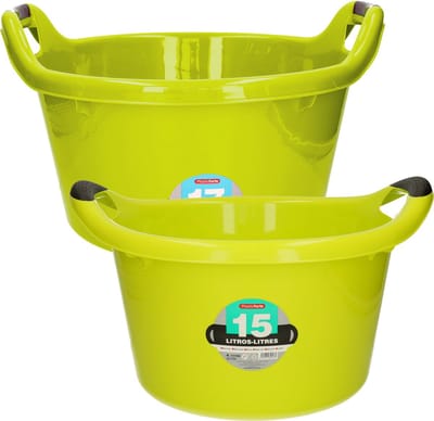 Afwasbak teil - set van 2 formaten - 15 en 17 liter - groen - kunststof