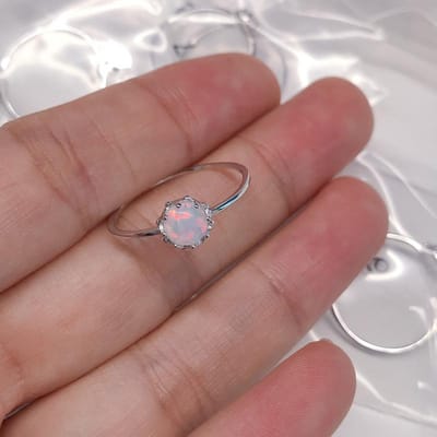 Licht Luxe Sterling Zilver 925 Eén Opaal Ring Australische Opaal Vuur Opaal Opaal Ring 8 brown