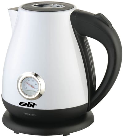 Elit Retro Waterkoker 1,7L wit- 2200W- met thermometer- vintage design- RVS- snel en stijlvol.