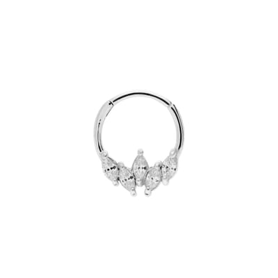 Lucardi - Dames Stalen helixpiercing met zirkonia - Piercing - Staal - Zilverkleurig