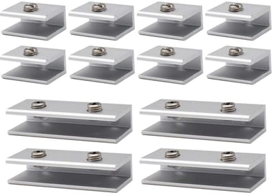 Cosensi- Glashouder Aluminium - Set van 12 - Geschikt voor glas 6-8 mm - Verstelbaar - Voor binnen/buiten gebruik - Inclusief schroeven - Glassteun