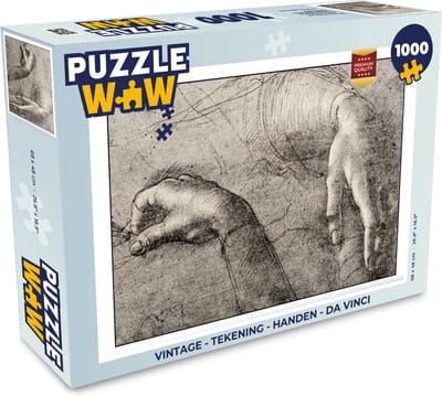 Puzzel Vintage - Tekening - Handen - Da Vinci - Legpuzzel - Puzzel 1000 stukjes volwassenen