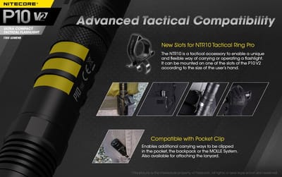NiteCore zaklamp P10 V2 Tactische zaklamp - 1100 lumen - Zwart