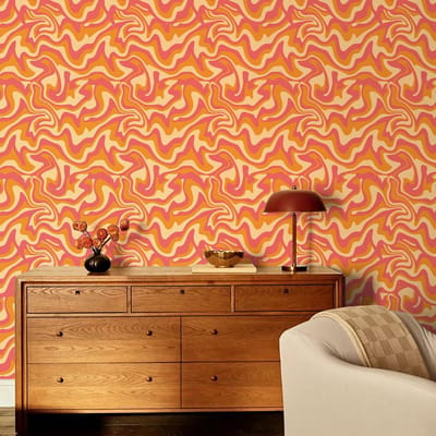 SPHProducts - Zelfklevend Wanddecoratie - 250cm x 38.5cm - Vinyl Film - Geschikt voor Muurdecoratie in Huiskamer en Slaapkamer - Oranje en Rood - Eenvo...