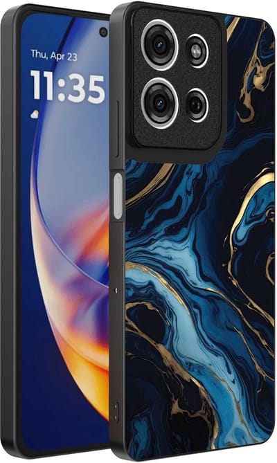 Geschikt voor Motorola Edge 50 Neo Telefoonhoesje met marmer opdruk - TPU backcover case gold blue marble design - Goud Blauw - Smartphonica geschikt voor Motorola Edge 50 Neo