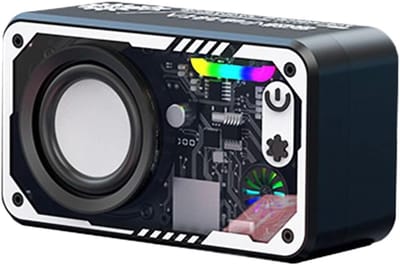 Draagbare Speaker - Geluid Robot - Muziek Luisteren - LED Verlichting - 15.3 cm - Zwart