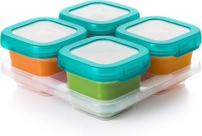 OXO tot Babyvoeding Diepvriesbakjes - Bewaarbakjes met deksel -4x180 ml- Teal