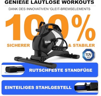 Pedaltrainer voor Senioren - Arm- en Beentrainer, Compact Fitnessapparaat met LCD-Display voor Thuis of Kantoor