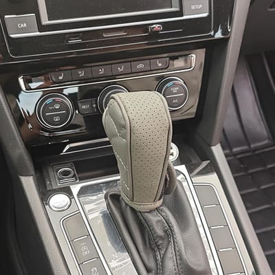 Pookknophoes van PU-leer, stofhoes voor autoversnellingspook, waterdichte, ademende beschermhoes (grijs)