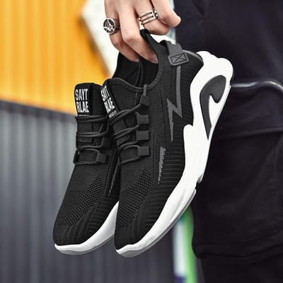 Herenschoenen Herfst Nieuw Ademend Vliegend Geweven Vetersluiting Ronde Neus Casual Schoenen Heren Trendy Alles-passende Sportschoenen 44 white