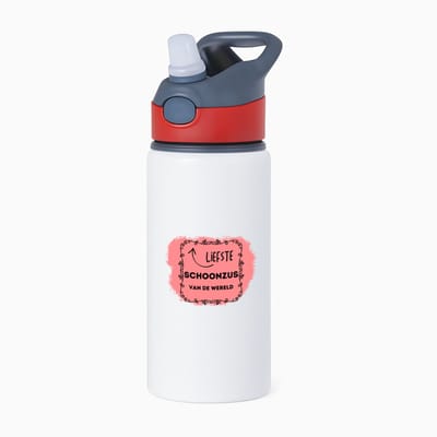 Hacebo® - liefste schoonzus van de wereld waterfles met rietje rood - Zus - de liefste schoonzus - verjaardag - cadeautje voor zus - zus artikelen met opdruk - kado - geschenk - water fles - 650ML