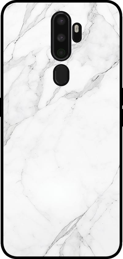 Smartphonica Telefoonhoesje voor OPPO A5 2020 met marmer opdruk - TPU backcover case marble design - Wit geschikt voor OPPO A5 (2020)