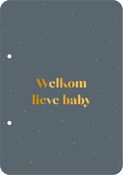 Bewaarbundel Welkom lieve baby - blauw - geboortekaarten bewaarbundel - met goudfolie - A5 formaat
