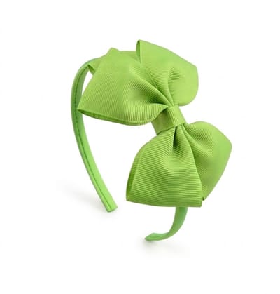 Limoengroen haarband dames met grote strik – elegante satijn look haar accessoire – klassiek haarband met strik voor feest, school of dagelijks gebruik