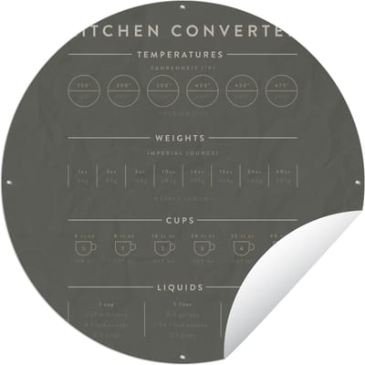 Tuincirkel Maatbeker - Maatlepel - Handleiding - Keuken - Koken - 60x60 cm - Ronde Tuinposter - Buiten