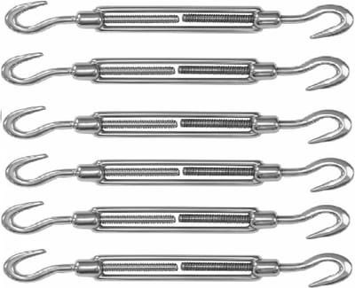 Dulimex Spanschroeven/draadspanner met haak/haak - 6x - 11cm - verzinkt zamak - 80kg - M8 schroefdraad