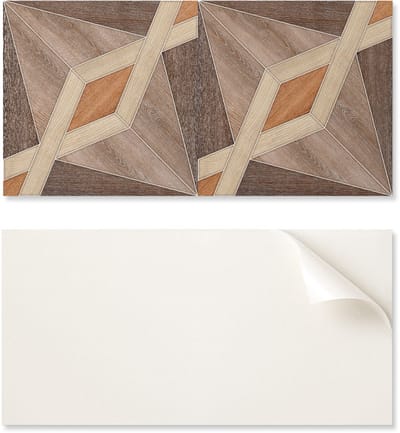 Zelfklevend bedrukt vinylpaneel 100x50 cm met geometrisch houtpatroon