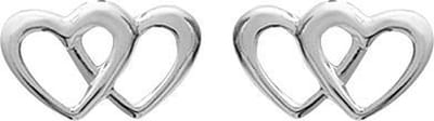 Montebello Oorbellen Double - 925 Zilver Gerhodineerd - Hart - 11x7mm