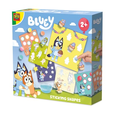 SES Creative Bluey - Vormen plakken met Vingerlijm - Knutselen - Voor Kinderen Vanaf 2 Jaar - 6 Kaarten