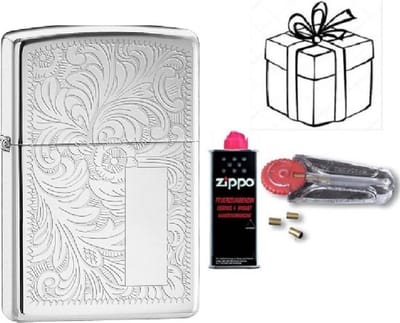Geschenkset Zippo- ZIPPO met ZIPPO BENZINE en Vuursteentjes-uniek cadeau