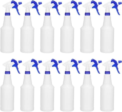 750ml/24oz Plastic Spray Flessen met Verstelbare Nozzle - 12 Stuks Lekvrije Sproeiers voor Reiniging, Planten en Haarverzorging, Blauw