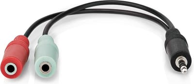 Nedis Stereo-Audiokabel - 3,5 mm Male - 2x 3,5 mm Female - Vernikkeld - 0.20 m - Rond - Antraciet - Doos