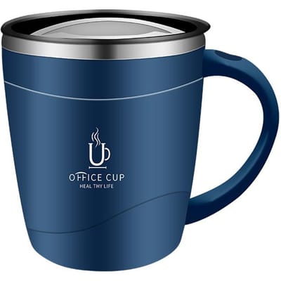 304 Roestvrijstalen Koffiekopje Mok Met Deksel Geïsoleerde Koffiemok Dubbelwandige Koffiebeker Met Handvat Hittebestendig Drinkgerei 500ml blauw