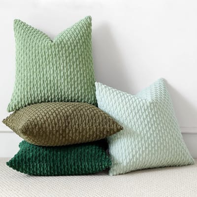 Famanu – Set van 4 stuks corduroy kussenslopen ribfluweel boho 40 x 40 cm groen