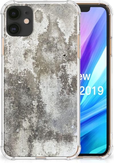 Apple iPhone 11 Anti-Shock Hoesje Beton Print