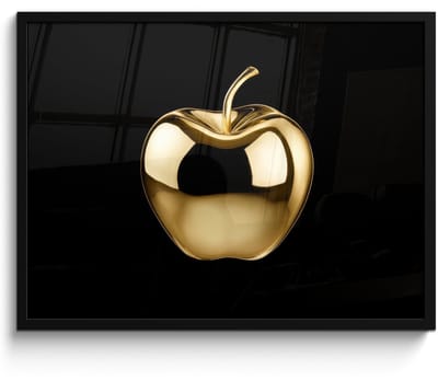 Fotolijst inclusief poster - Posterlijst 70x50 cm - Posters - Appel - Goud - Chrome - Zwart - Foto in lijst - Keuken decoratie muur - Wanddecoratie accessoires - Muurdecoratie - Schilderijen