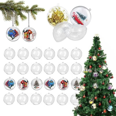 Cosensi- Kerstballen Transparant - 24 Stuks - Kunststof - Decoratieve Ballen - Ophangen - Creatieve Versiering - 4 x 6,7 cm - Decoratieballen