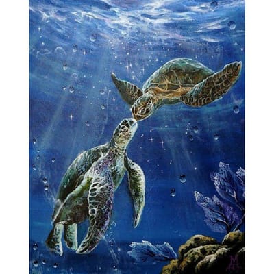 Peinture diamant 5D complète de tortue de mer ronde, image de strass, broderie au point de croix 20X30CM gray