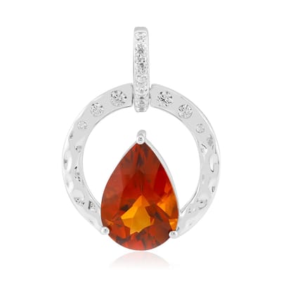 Cavill - Zilveren Hanger Dames - 925 Sterling Zilver - 2,28 ct Madeira Citrien Peervorm - Sprankelende Zirkonia - Handgemaakt Uniek Sieraad