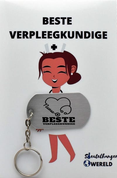 verpleegkundige Sleutelhanger inclusief kaart – verpleegkundige cadeau – verpleegkundige- Leuk kado voor je vriend om te geven - 2.9 x 5.4CM