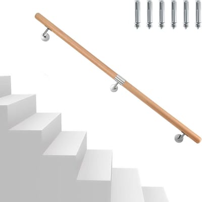 Leuning Beukenhout - Wandsteun Trap - Veilige Traplift - Antislip Hout - 120 cm Lengte - Natuurlijk