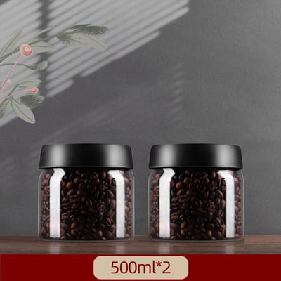 GIANXl Vacuüm Verzegelde Kan Set Zwarte Koffiebonen Glas Luchtdichte Bus Keuken Voedsel Granen Snoep Vershouden Opbergpot Set gray